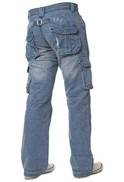 Enzo Herren Designer-Jeans Cargohose Jeanshose, Jeanshose, alle Taillengrößen, Blau Gr. 48W x 30L, Light Stonewash von Ze ENZO