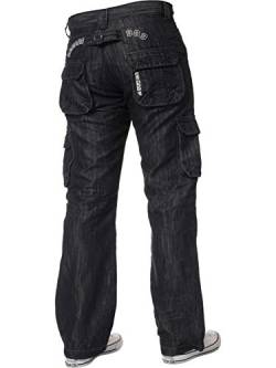 Enzo Herren Designer-Jeans Cargohose Jeanshose, Jeanshose, alle Taillengrößen, Blau Gr. 48W x 30L, Schwarz von Ze ENZO