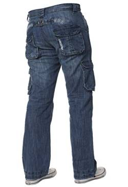 Enzo Herren Designer-Jeans Cargohose Jeanshose, Jeanshose, alle Taillengrößen, Blau Gr. 48W x 32L, Midstone Wash von Ze ENZO