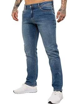 Enzo Herren Jeans mit geradem Bein, Stretch, Denim-Hose, alle Taille Gr. 46W x 30L, Mid Stonewash von Ze ENZO