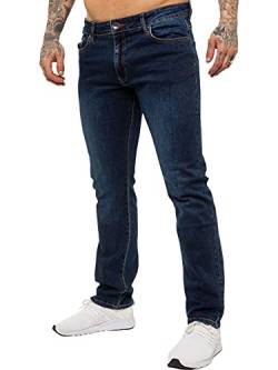 Enzo Herren-Jeans mit geradem Bein, Stretch, Denim-Hose, groß, alle Taillen, Dark Stonewash, 44W x 30L von Ze ENZO