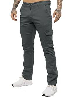 Enzo Jeans Herren-Cargohose, Chino, schmale Passform, Baumwolle, Stretch, Arbeitshose, grau, Bundweite: 97 cm, beinlänge: 81 cm (38 W / 32 L) von Ze ENZO