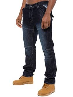Herren ENZO Designer gerades Bein blau schwarz Darkwash Denim Jeans alle Taillen - Darkwash, 34W x 34L von Ze ENZO