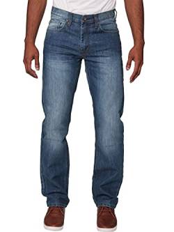 Herren Enzo Regulär Gerader Schnitt Denim Blau Jeans Hose alle Bundweiten - mid Stone Washed, 40W x 32L von Ze ENZO