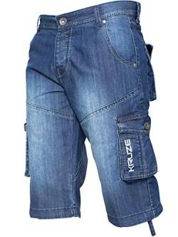 Ze ENZO Herren Cargo Combat Shorts Heavy Duty Denim Half Pants Big King All Waists Gr. 34W, Light Stonewash von Ze ENZO