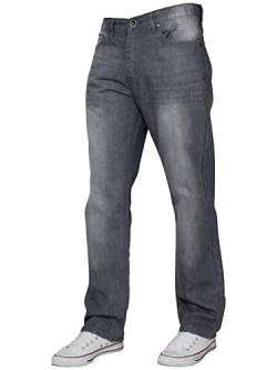 Ze ENZO Herren Straight Leg Jeanshose Blau blau Gr. 40W x 30L, grau von Ze ENZO