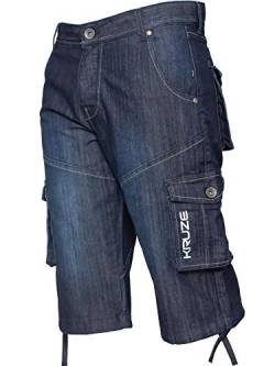 Ze Enzo Herren Cargo-Shorts, strapazierfähig, Denim, halbe Hose, alle Taille Gr. 44 Taille x Regulär, dunkelblau von Ze ENZO