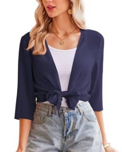 Zeagoo Damen Bolero Chiffon Jacke Transparente Leichte Bolerojacke Festlich Bolerojacke Kurzarm Sommer Sonnenschutz Jäckchen Navy M von Zeagoo