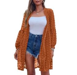 Zeagoo Damen Boleros Transparente Oversize Festlicher Bolerojacke für Urlaub Pool und Alltag Badeanzug Cover Up Locker Spitze Cardigan Braun S von Zeagoo