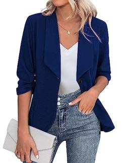 Zeagoo Damen Business Jacke Halbarm Elegant Sportlich Jacke Blau M von Zeagoo