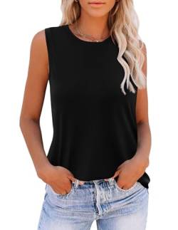 Zeagoo Damen Oberteile Basic Tank Tops Schwarz Frauen Shirt lang Sommer Shirts Top Schwarz L von Zeagoo