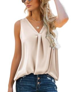 Zeagoo Damen Tank Top Sommer Ärmellose Blusentop V-Ausschnitt Weste Top Casual Shirt Tops Bluse Sekt S von Zeagoo