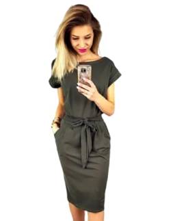 Zeagoo Sommerkleid Damen Bodycon Kleid Kurzarm Bleistiftkleid Business Freizeitkleider Mit Gürtel von Zeagoo