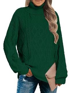 Zeagoo Strickpullover Damen Langarm Elegante Pullover Rollkragenpullover Langarm Lässiges Stehkragen Strickpulli Winter Grün S von Zeagoo