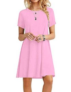 Zeagoo Tshirt Kleid Elegant Sommer Casual Einfarbig Kurzes Kleid Midikleid Freizeitkleider Mode Dress Sommerkleid Strandkleid von Zeagoo