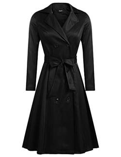 Zeagoo Women's British Style Elegant Jacket Double Breasted Slim Long Trench Coat,Black,X-Large von Zeagoo