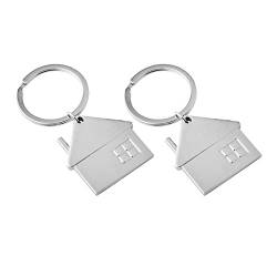 Zeayebsr 2er-Pack Haus-Schlüsselanhänger aus Metall,kleine silberne Schlüsselanhänger,Schlüsselanhänger für Paare,Einweihungsgeschenke für Freunde,Familie,praktische Schlüsselanhänger für Hausbesitzer von Zeayebsr