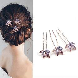 Zeayebsr 3 Stück lila Braut Strass Blatt Haarnadeln U-Clip Pin Hochzeit Diademe Hochsteckfrisuren, Haarspangen für Frauen und Mädchen von Zeayebsr