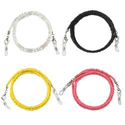 Zeayebsr 4 Stücke Brillenketten Perlen Brillenband Inhaber Gläser Halskette Gurt Auge Glass String,Gesichtsmasken Lanyard, Brillenkette Damen Bunte Maskenband Maskenkette für Frauen Männer Kinder von Zeayebsr