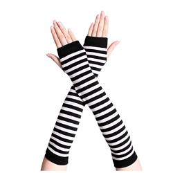 Zebin Damen-Armstulpen Armwärmer lange Stulpen Fingerlose Handschuhe Handwärmer mit Daumenloch (Weiß, Einheitsgröße) von Zebin