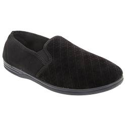 Zedzzz Herren Kevin Velours-Hausschuhe/Pantoffeln (44 EUR) (Schwarz) von Zedzzz