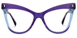 Zeelool Damen Chic Acetat Oversized Cat Eye Brille zweifarbiger Rahmen mit klaren Gläsern Silke ZJGA536976, Violett, Medium von Zeelool