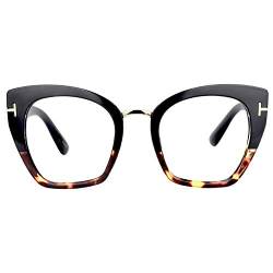 Zeelool Retro Oversized Thick Cat Eye Glasses Frame for Women Denis VFP0255-02 Gold Tortoise von Zeelool