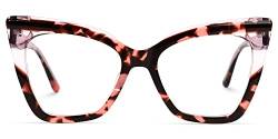 Zeelool Searcy ZJGA605285 Damen-Brillenrahmen mit nicht verschreibungspflichtigen klaren Gläsern aus Acetat, Pink-Tortoise, Medium von Zeelool