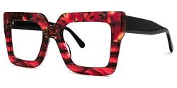 Zeelool Stilvolle, dicke, übergroße Brille für Damen, 100 % UV400-Schutz, Brandon VFP0306, Vfp0306-19 Rot von Zeelool