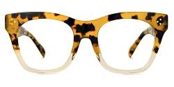 Zeelool Tandy FP0886-05 Brillengestell aus Acetat, rechteckig, mit klaren Gläsern, gelb-schildkröte von Zeelool