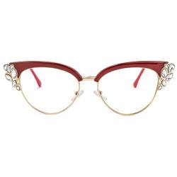 Zeelool VFX0060 Damen Brille mit Katzenaugen, Rot (Vfx0060-03 Red), Large von Zeelool