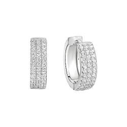 Zeeme Basic Damen Klappcreolen 925/- Sterling Silber 1,6cm Glänzend Zirkonia weiß 064210010 von Zeeme