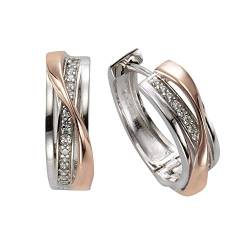 Zeeme Basic Damen Ohrringe 925/- Sterling Silber 1,6cm Glänzend Zirkonia rosa 360210265 von Zeeme