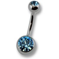 Zeeme Bauchnabelpiercing Titan silberfarben Kristall dunkelblau von Zeeme