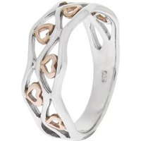 Zeeme Fingerring 925/- Sterling Silber Herzen 2-farbig von Zeeme