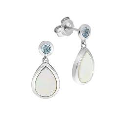 Zeeme Gemstones Damen Ohrhänger 925/- Sterling Silber 1,8cm Rhodiniert Blautopas beh. weiß 0,38ct. 358220629 von Zeeme