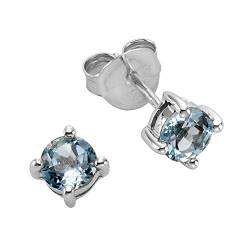 Zeeme Gemstones Damen Ohrringe 925/- Sterling Silber 0,5cm Glänzend Blautopas beh. weiß 273220605 von Zeeme