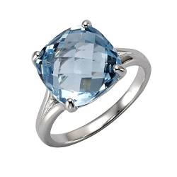 Zeeme Gemstones Damen Ring 925/- Sterling Silber Glänzend Blautopas beh. weiß 358271173 von Zeeme