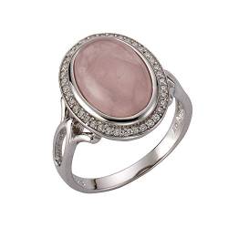 Zeeme Gemstones Damen Ring 925/- Sterling Silber Glänzend Rosenquarz weiß 360271733 von Zeeme