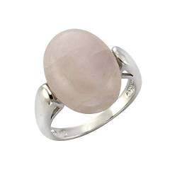 Zeeme Gemstones Damen Ring 925/- Sterling Silber Rhodiniert Rosenquarz weiß 360271737 von Zeeme