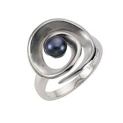 Zeeme Pearls Damen Ring 925/- Sterling Silber Matt/Glanz Perle weiß 273270751-1 von Zeeme