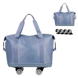 Zeetan Reisetasche Mit Rädern, Erweiterbare Faltbare Rollgepäcktasche Mit Abnehmbaren Rädern Für Camping-Geschäftsreisen,Blau von Zeetan