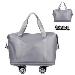Zeetan Reisetasche Mit Rädern, Erweiterbare Faltbare Rollgepäcktasche Mit Abnehmbaren Rädern Für Camping-Geschäftsreisen,Grau von Zeetan