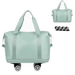 Zeetan Reisetasche Mit Rädern, Erweiterbare Faltbare Rollgepäcktasche Mit Abnehmbaren Rädern Für Camping-Geschäftsreisen,Grün von Zeetan