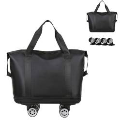 Zeetan Reisetasche Mit Rädern, Erweiterbare Faltbare Rollgepäcktasche Mit Abnehmbaren Rädern Für Camping-Geschäftsreisen,Schwarz von Zeetan