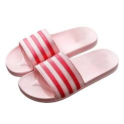 Badelatschen Damen Hausschuhe Badeschlappen Herren Badeschuhe Kinder rutschfeste Pantoletten Slipper Strand Sandale Rosa 40-41 von Zeeton