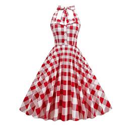 1950s Retro Kleid Rockabilly Kleider Damen 50s Vintage Neckholder Polka Dot Sommer Swing Festlich Partykleid Cocktailkleid 50er 60er Jahre Kleid Festliche Kleider für Damen Lang Abendkleid von Zeiayuas