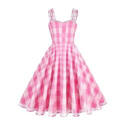 Audrey Hepburn Kleider Damen Rosa Hepburn Style Vintage Halter Ärmellos Kariert Bedruckte Kleider Damen 50er Jahre Rockabilly Cocktailkleid Punk Rock Kleidung Damen Swing Kleider Knielang von Zeiayuas