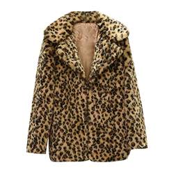 Damen Pelzmantel Winterjacke Kunstfell Mantel Dalmatiner Dickere Warm Kunstfell Mantel Kuschelig Kunstpelz Jacke Damen Winter Langarm Leopard Print Revers Warmer Mantel Kunstpelz Blazer Jacke von Zeiayuas