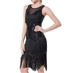 Zeiayuas 1920s Charleston Kleid Damen V-Ausschnitt Pailletten Fransen Kleid Flapper Charleston Kleider Cocktailkleid 20er Jahre Kostüm Abendkleid Partykleid Damen Fasching Kostüm Paillettenkleider von Zeiayuas